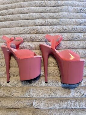 Baby Pink Pleaser Flamingo 808N Pink Patent Platform High Heels